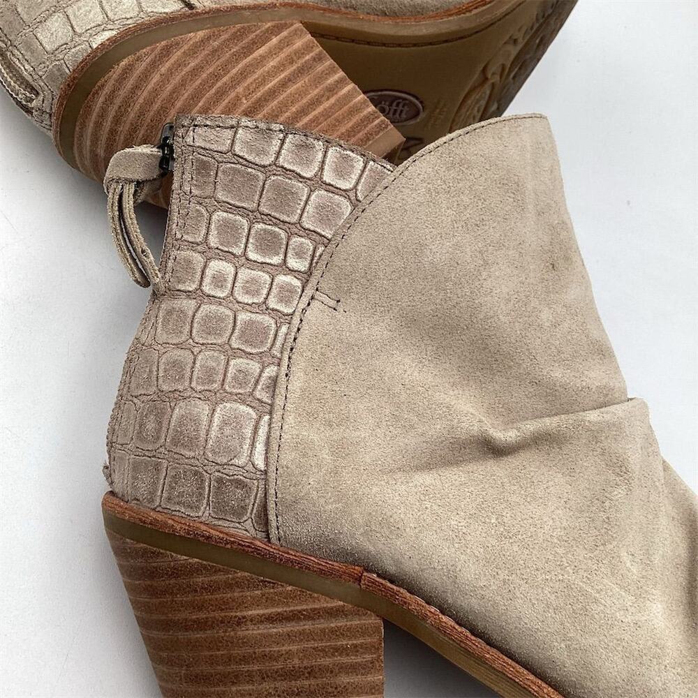 Söfft Tayton II Women's Beige Ankle Booties Size 6.5 Ruched Croc Trim - Picture 3 of 11